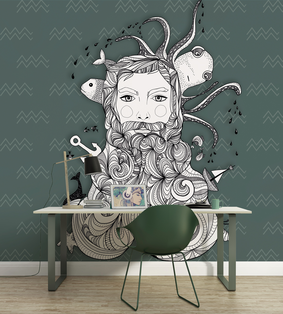 Papier peint panoramique Marin Aquarius 1 - Référence DD120069 - Intissé 200g/m2 - Standard 400 x 270