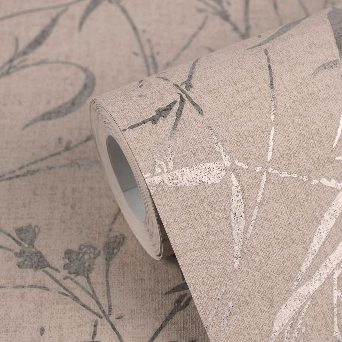 Papier peint Botanique Feuillage taupe argenté - Vibes & Styles d'A.S. Création AMB6| Réf. AS-790043