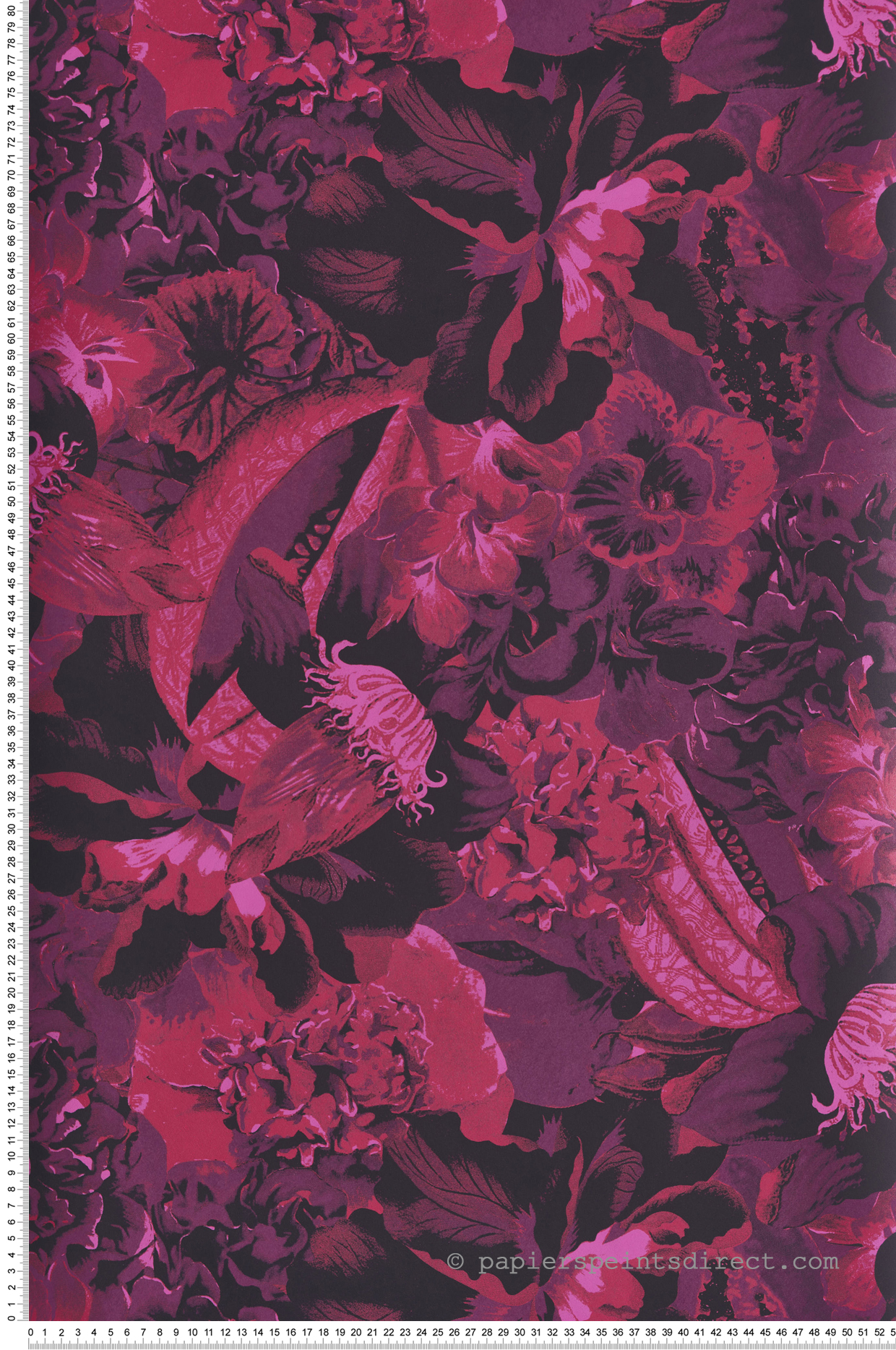 Papier peint Fleur Extravagante Frida rose bordeaux - Havana de Masureel | Réf. MAS-HAV903