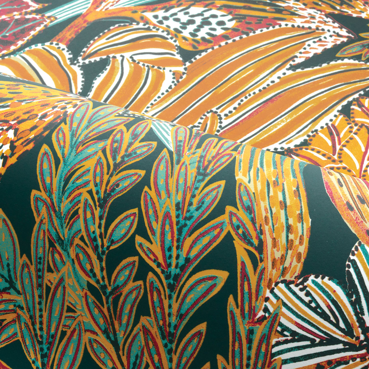 Papier peint Jungle Borromée multicolore - Jardin Félicia de Casamance AMB3| Réf. CAS-A74320936