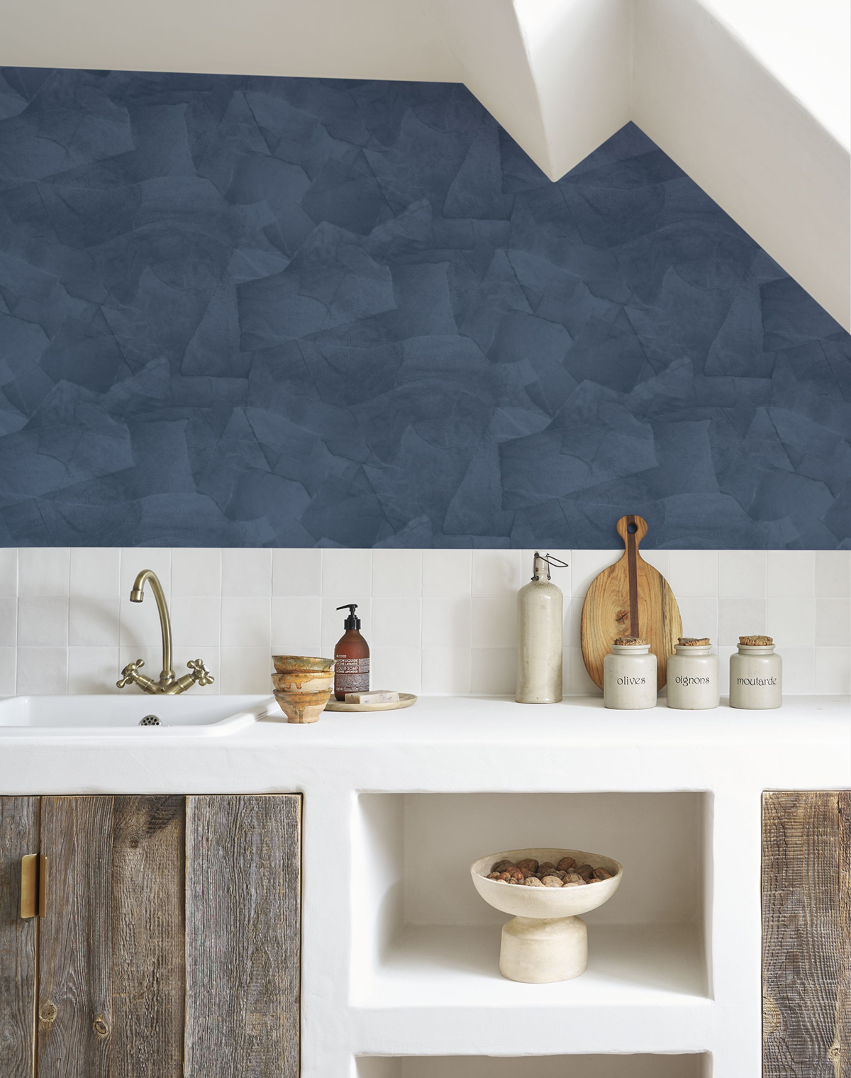 Papier peint Collage Papier Colle bleu marine - Papercraft de Casadéco | Réf. PAPC89636565