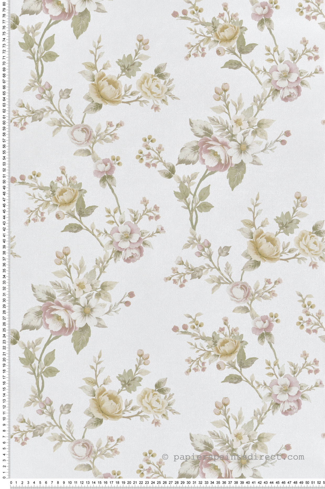 Papier peint Ramage Fleuri beige vert pastel - Garden Party 2 de Montecolino | Réf. MC-8325