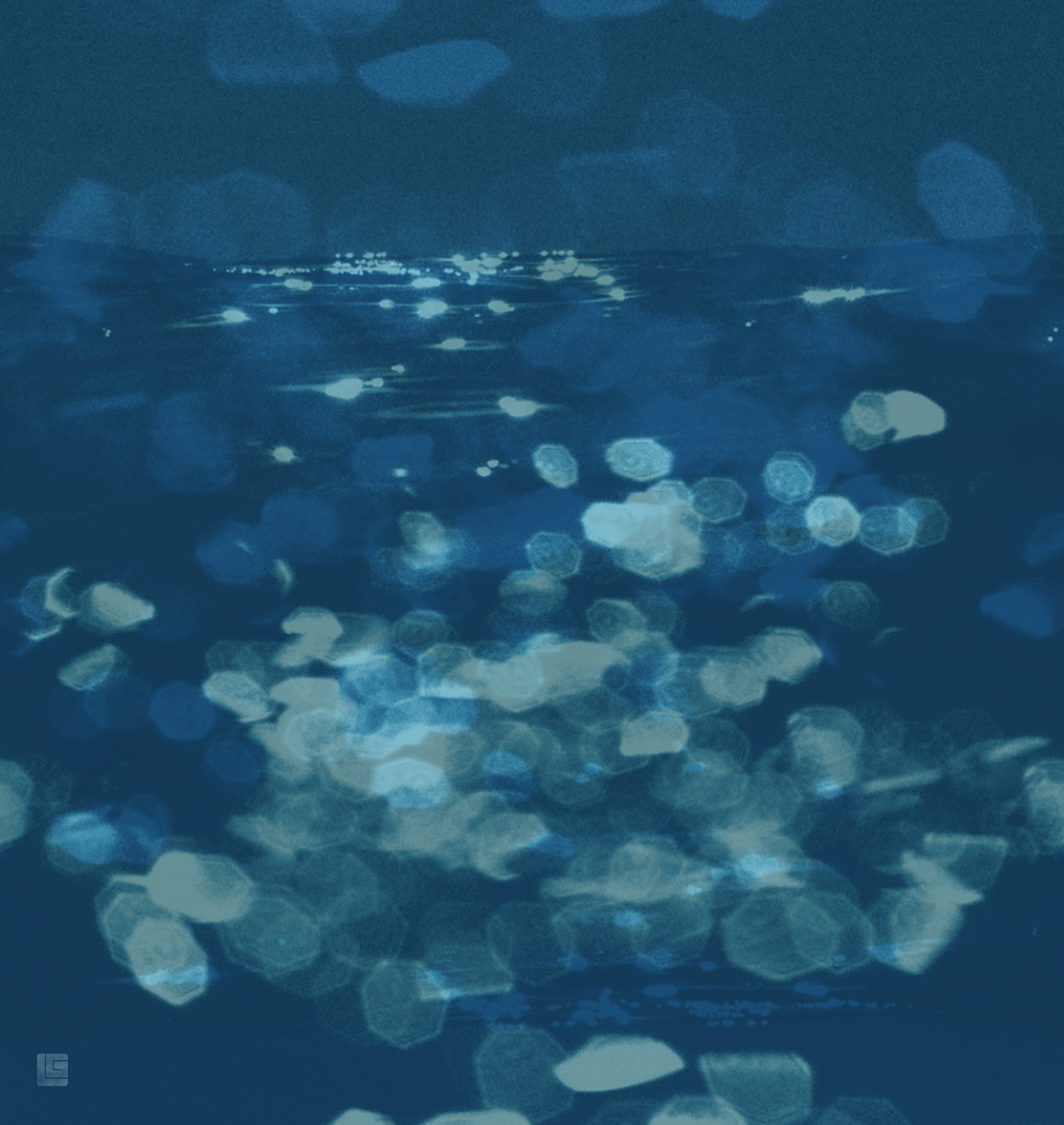 Papier peint panoramique Eau Nymphéas bleu - Guy Laroche de Lutèce | Réf. LTC-51247201