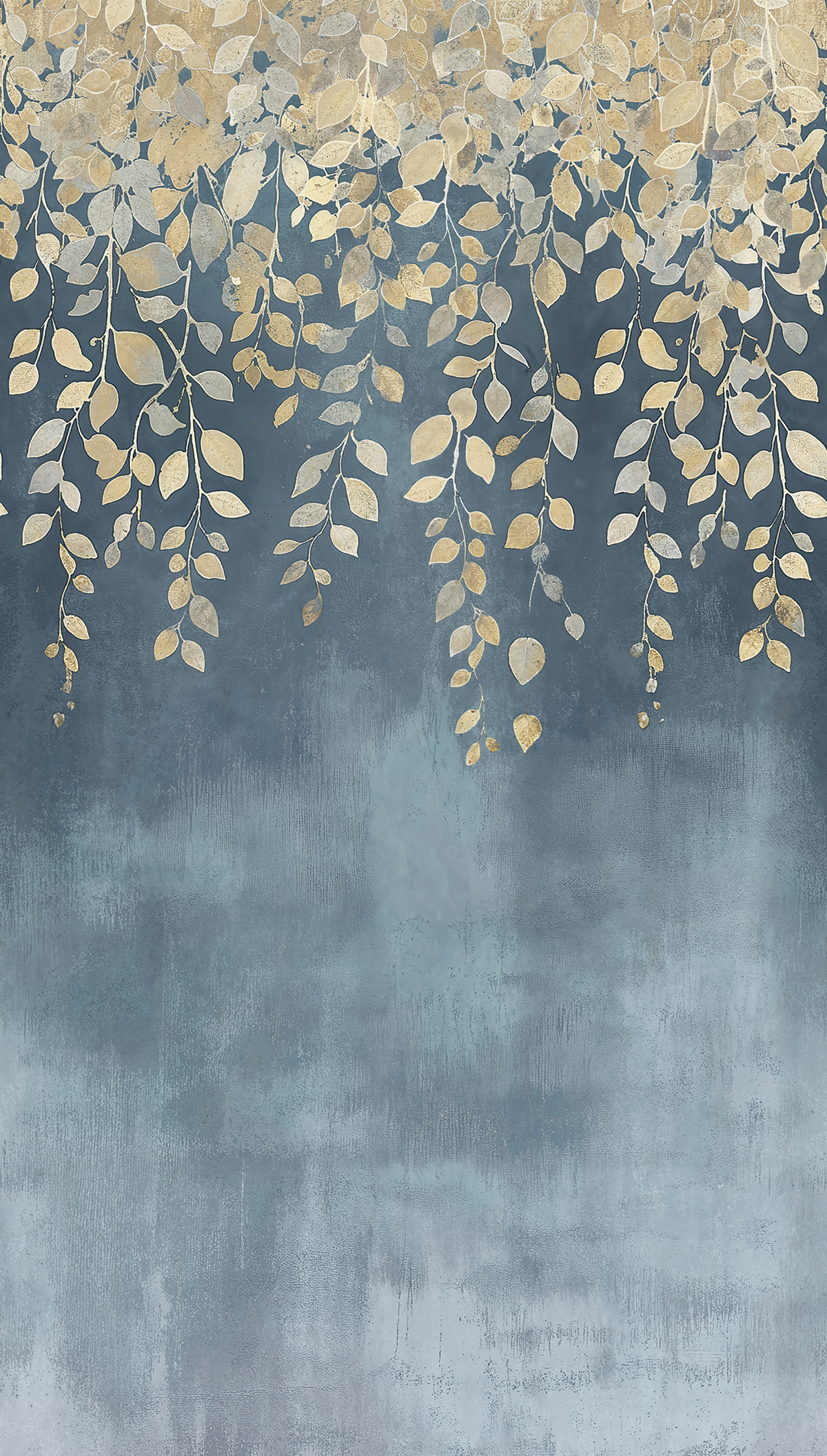 Papier peint panoramique Feuille Tombante Gilded Bloom bleu - Cosmoliving d'A.S. Création | Réf. AS-791442