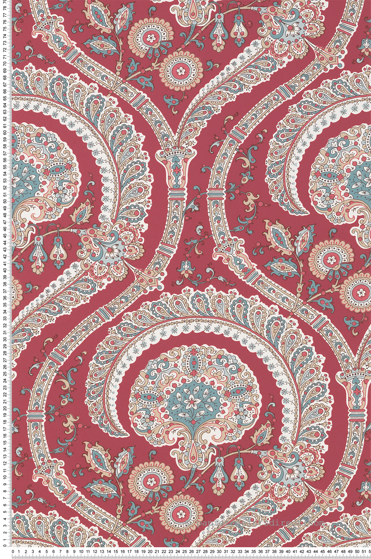 Papier peint Paisley Les Indiennes rouge framboise - Les Indiennes de Nina Campbell | Réf. OSB-NCW4350-01