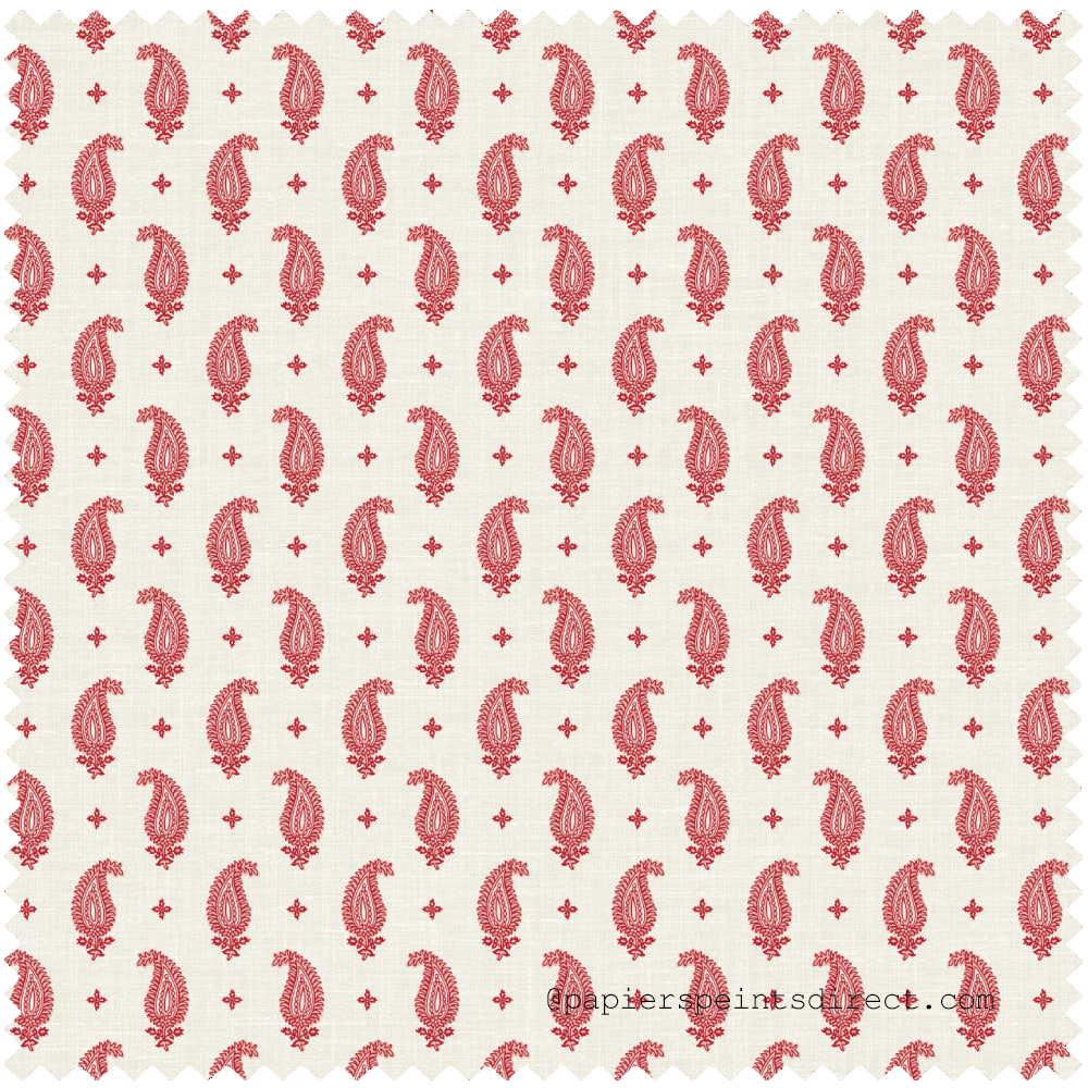 Tissu Plumetis Cachemire Maia rouge écru - French Country d'Initiales | Réf. INI-FC62711F