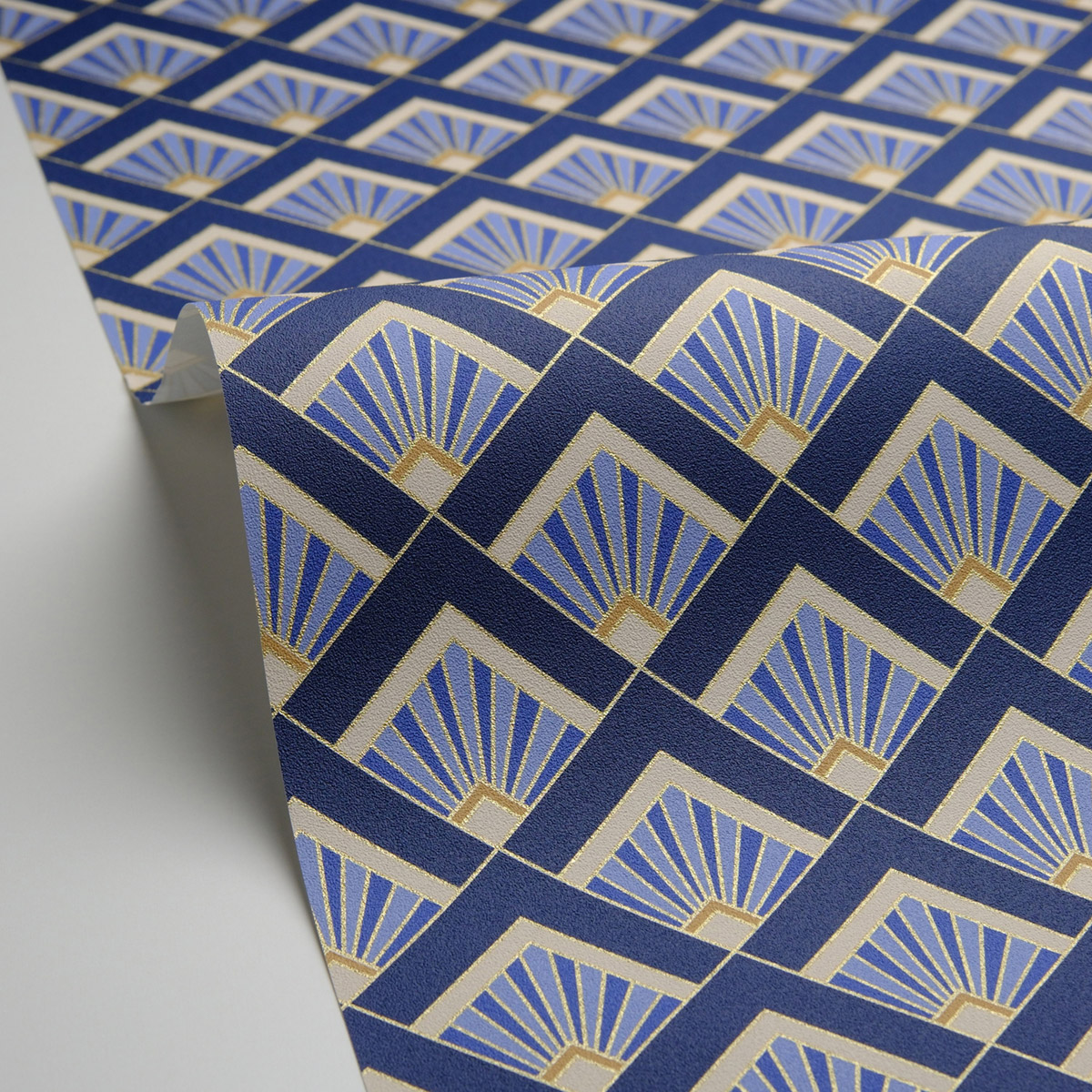 Papier peint Art Déco Carré Effervescence bleu doré - Elégance de Casélio AMB2| Réf. ELC105316060