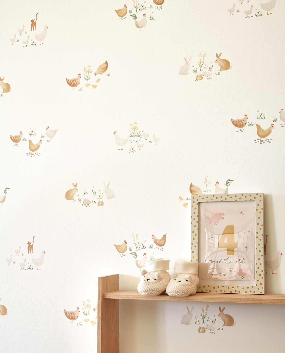 Papier peint Animaux Lapin Poule beige - Once Upon A Time de Casadéco AMB2 | Réf. OUAT88372658