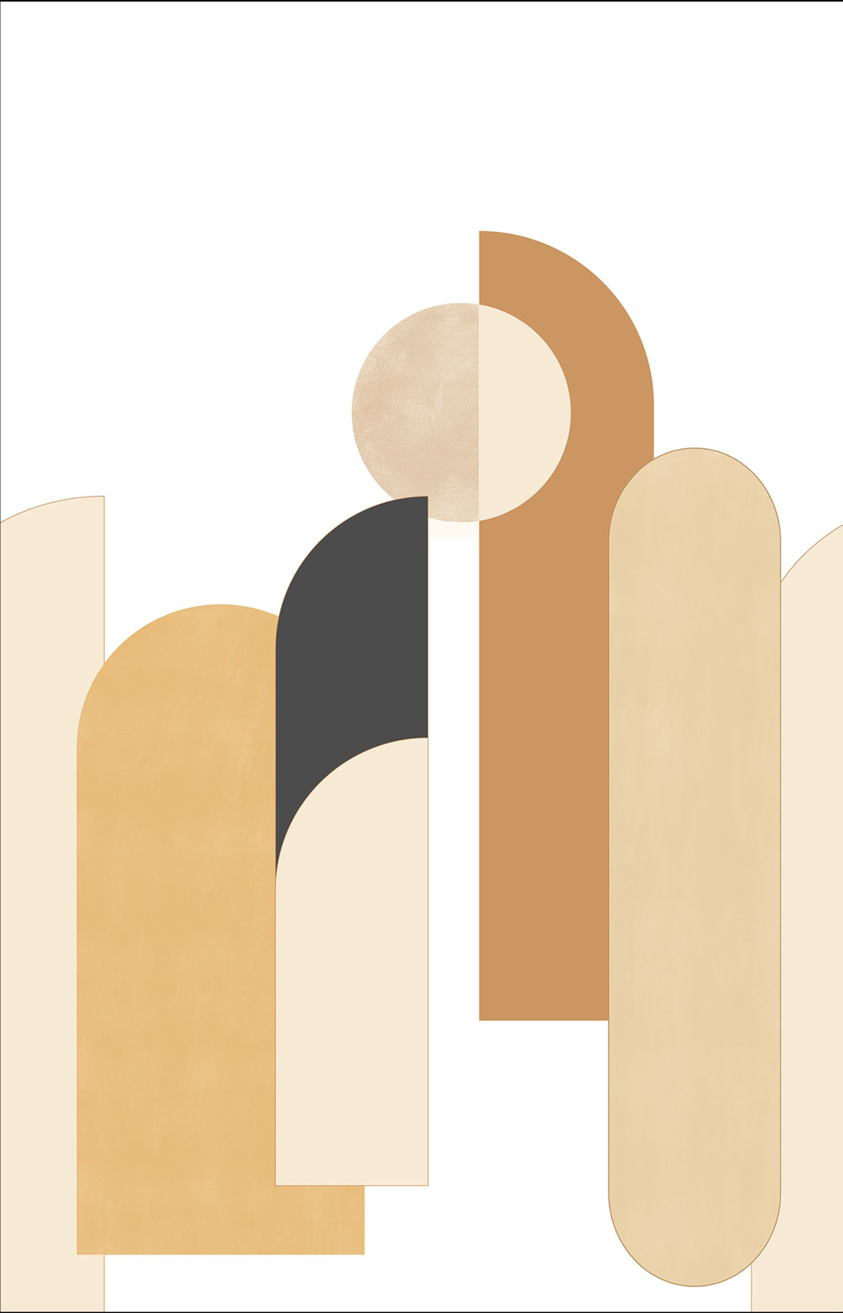 Papier peint panoramique Géométrique Periphery beige L - Outlines de Casélio | Réf. OTLS105080104