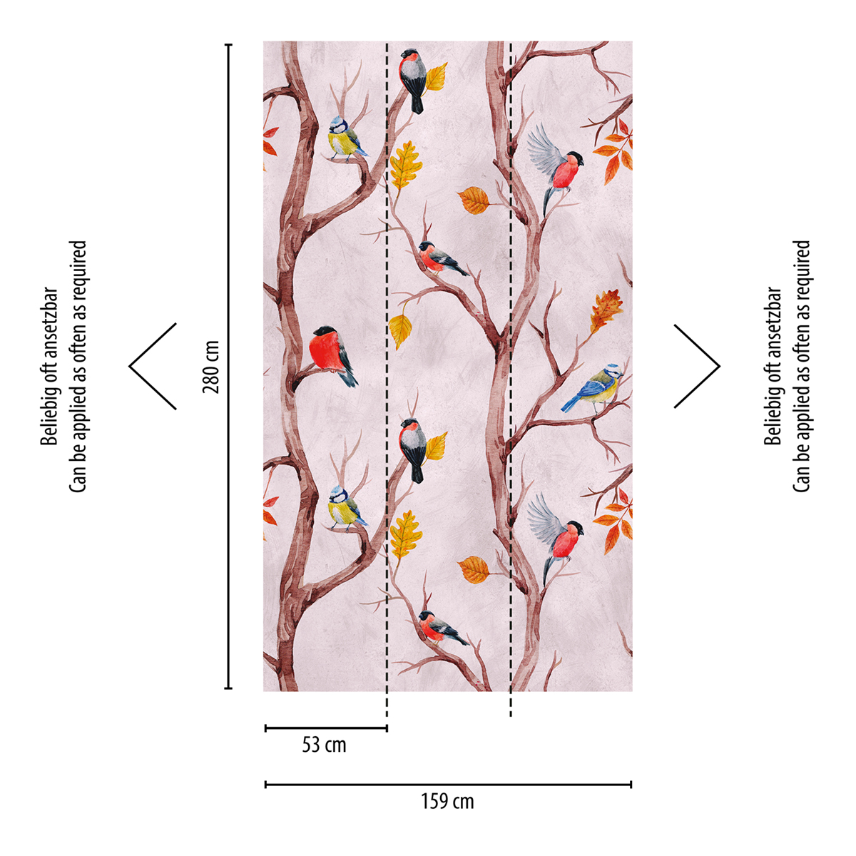 Papier peint panoramique Oiseaux en Automne - The Wall d'A.S. Création | Réf. AS-382301