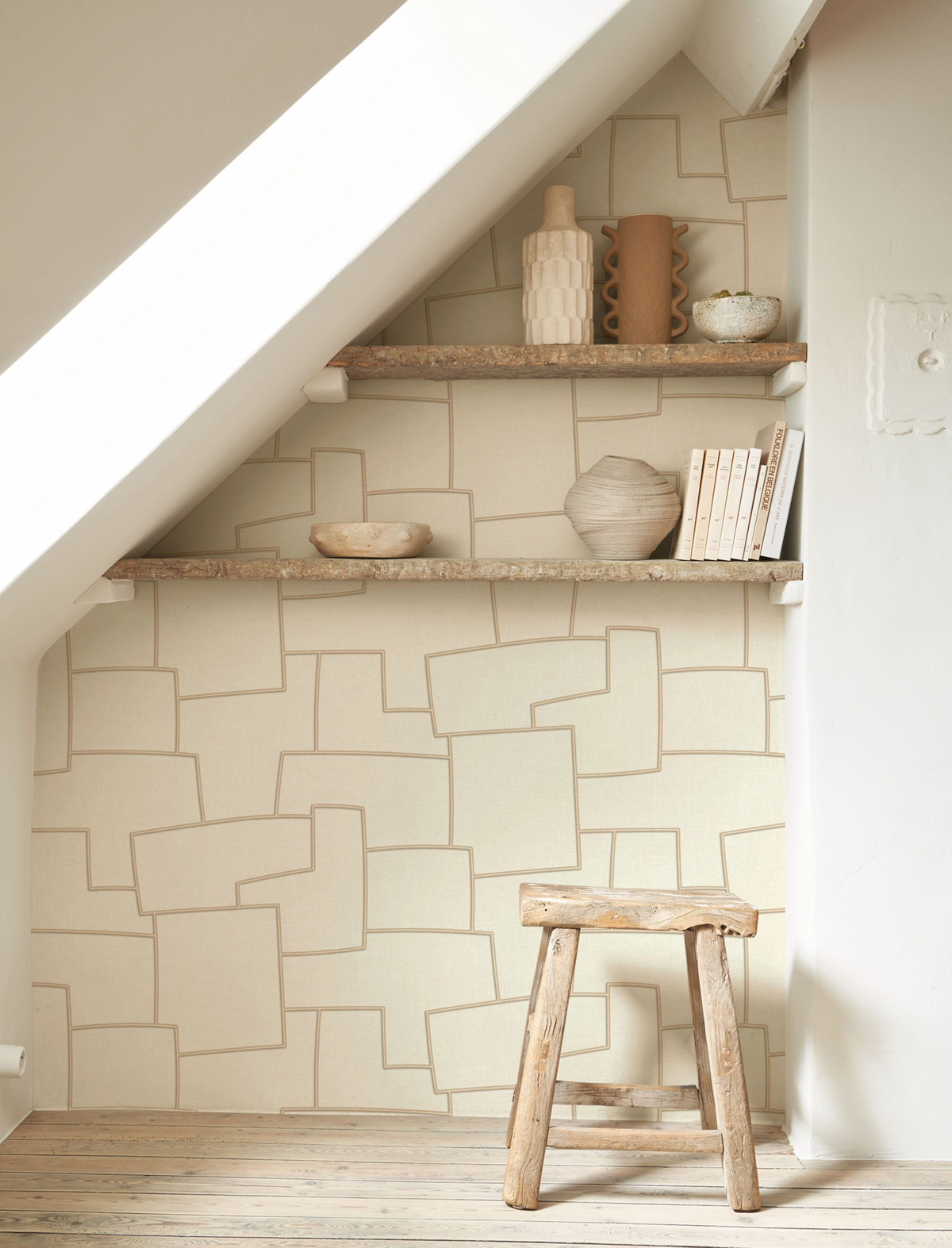 Papier peint Géométrie Lin Inca blanc cassé - Matera de Casadéco | Réf. MATA201121101