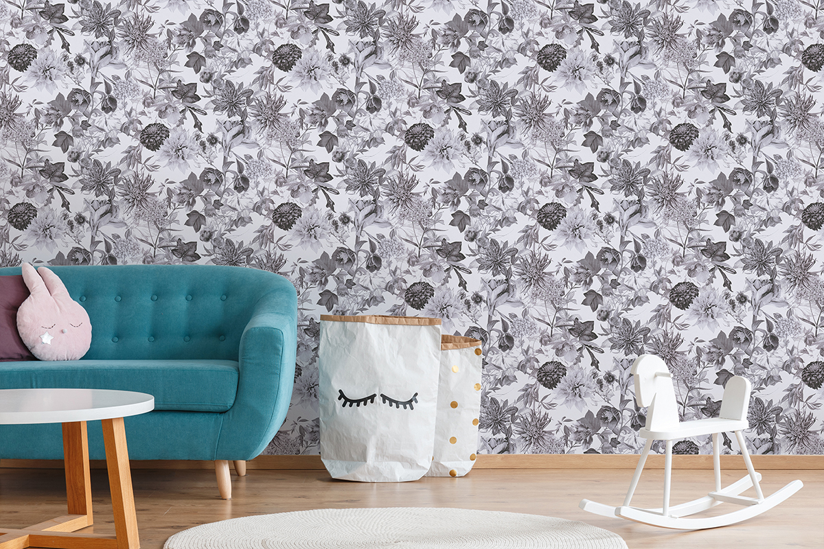 Papier peint Jardin Floral blanc et gris - Dream Flowery de Architects Paper | Réf. 38175-3