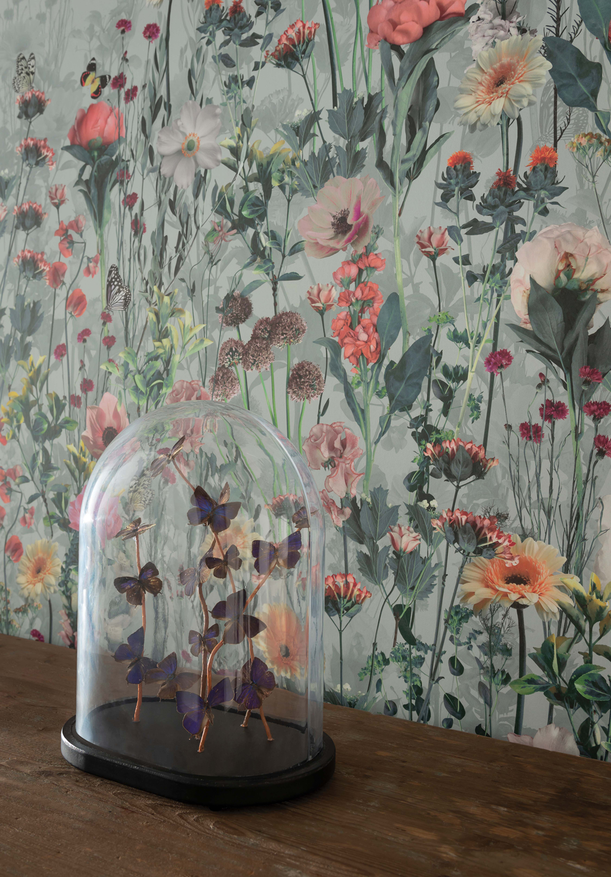 Papier peint panoramique Fleuri Deya Meadow vert d'eau - DayDreams de Matthew Williamson AMB | Réf. OSB-W7265-02