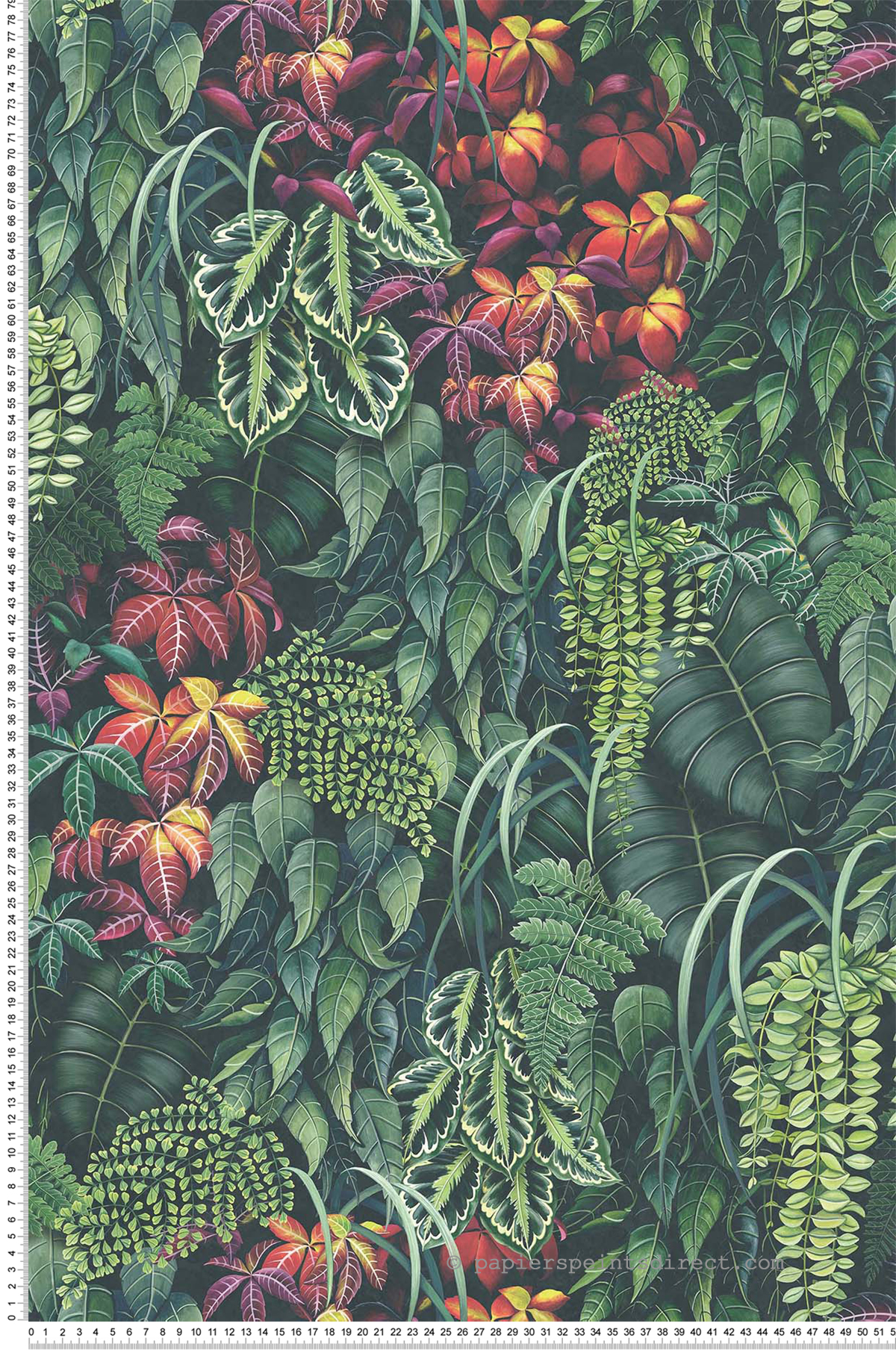 Papier peint Feuillage Green Wall rouge - Folium de Osborne & Little | Réf. OSB-W7330-01