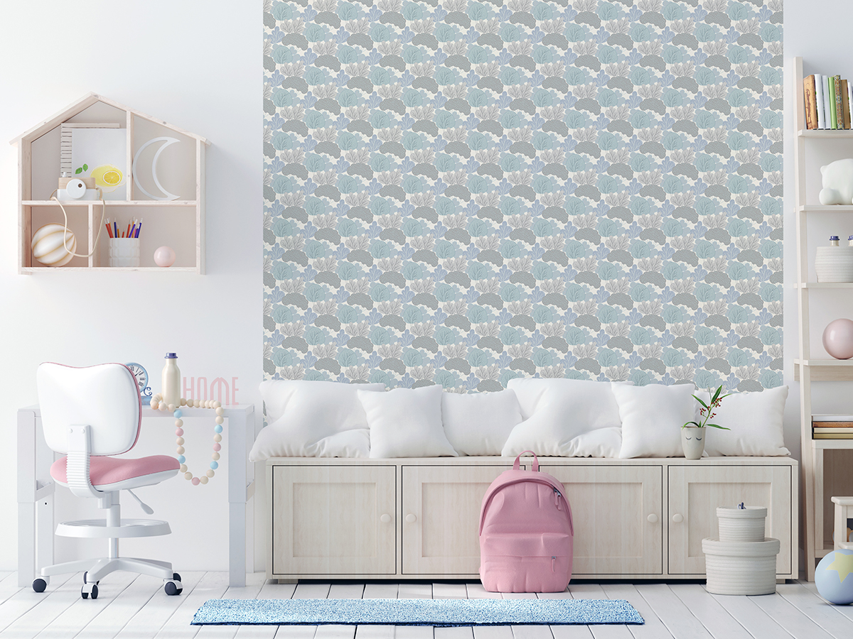 Papier peint Arbre Petit Bois bleu et vert - La belle histoire d'Ugépa | Réf. UGP-A96801