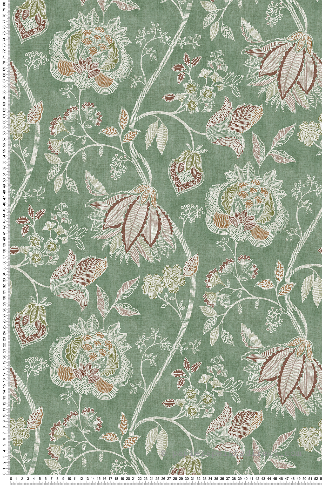 Papier peint Fleur Indienne vert - Aristide de Lutèce | Réf. LTC-3852-1
