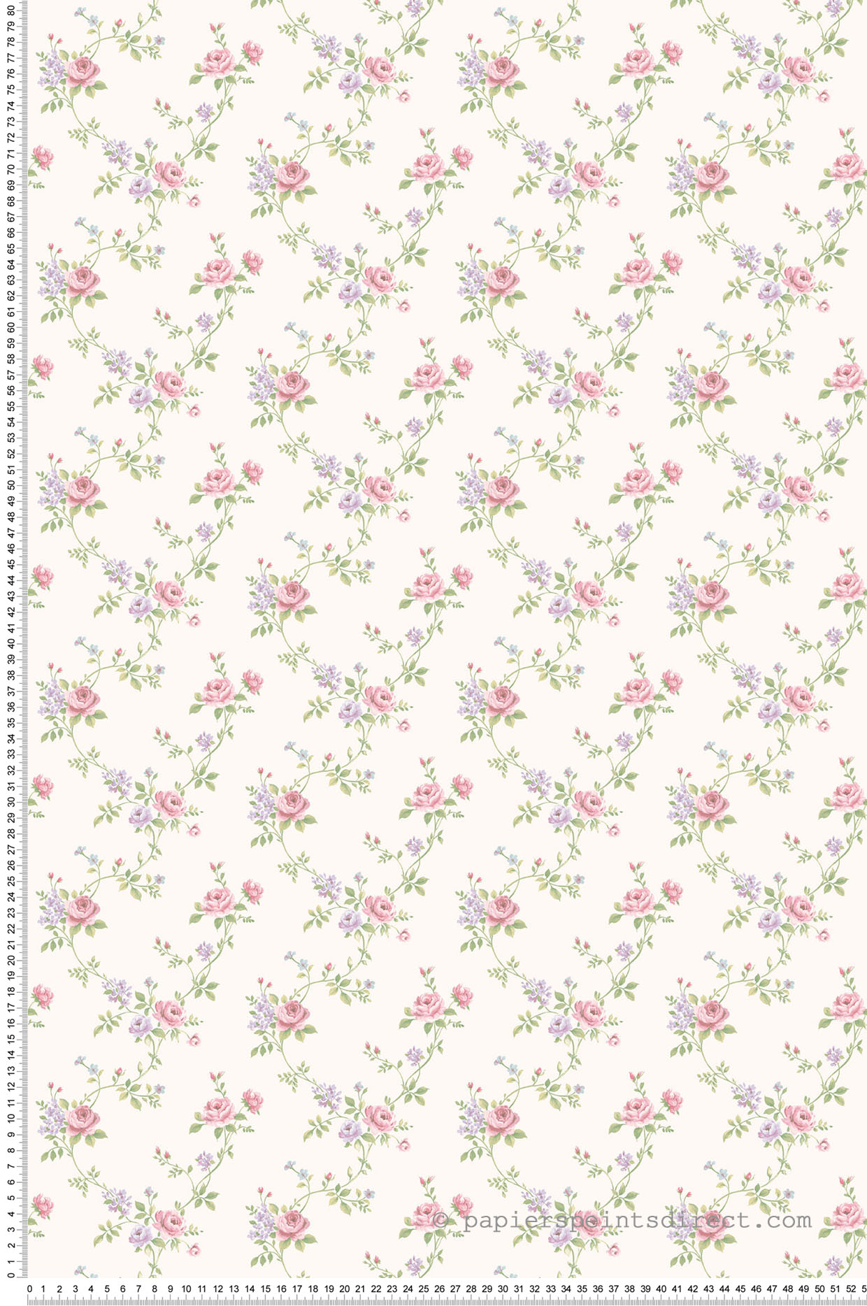 Papier peint fleurs Palissade de Roses rose/lilas/vert - Miniatures de Lutèce | Réf. LTC-G67896