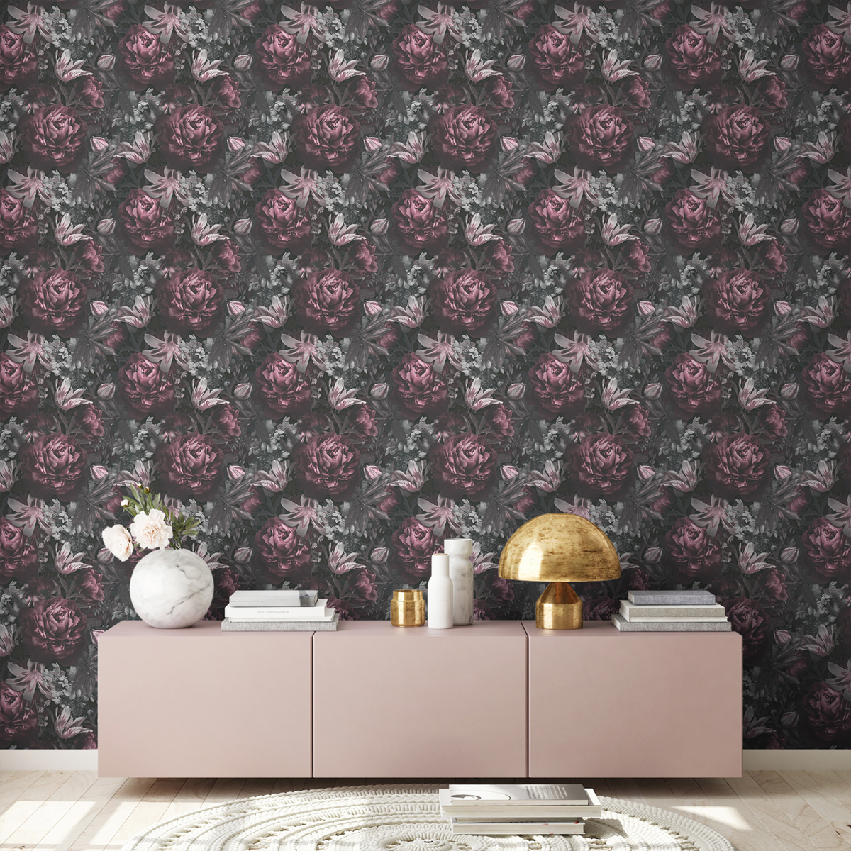 Papier peint Parfum Fleuri gris rose - Pintwalls d'A.S. Création | Réf. AS-385093