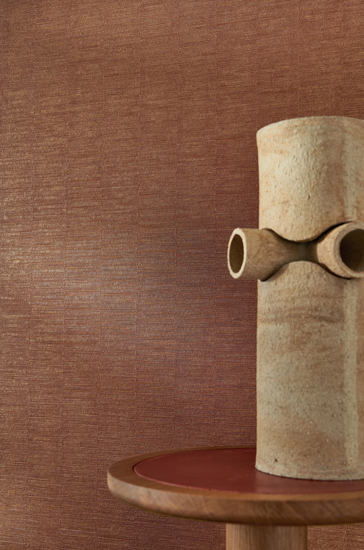 Papier peint Effet Tissu Platinum rouille cuivré - Cérame de Casamance AMB2| Réf. CAS-B75073160