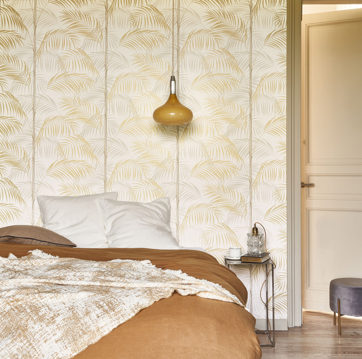 Papier peint Bambou le Tout Paris beige doré - Années Folles de Casadéco | Réf. ANFO201037146