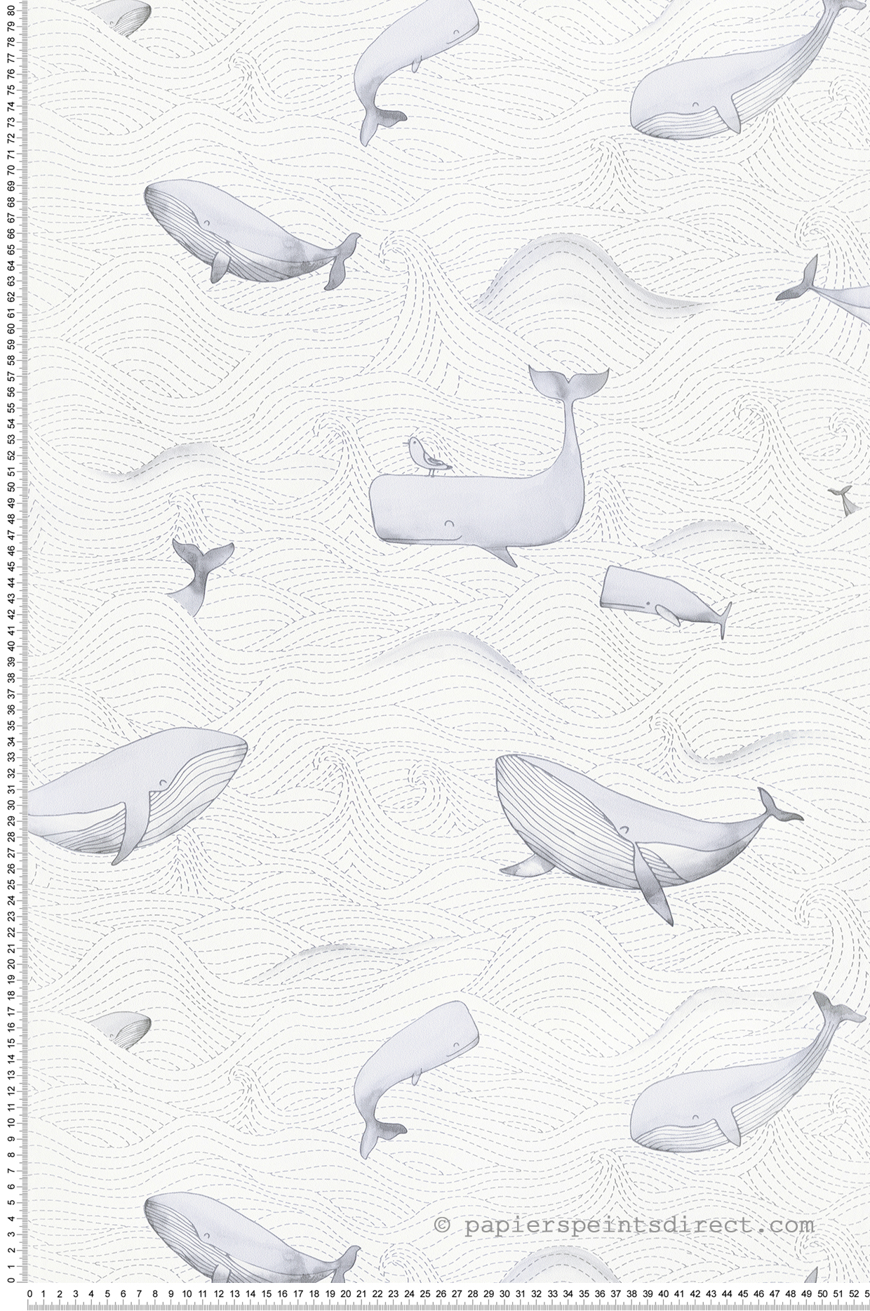 Papier peint Mer et Baleine blanc - Lalala de Lutèce | Réf. LTC-LAL730