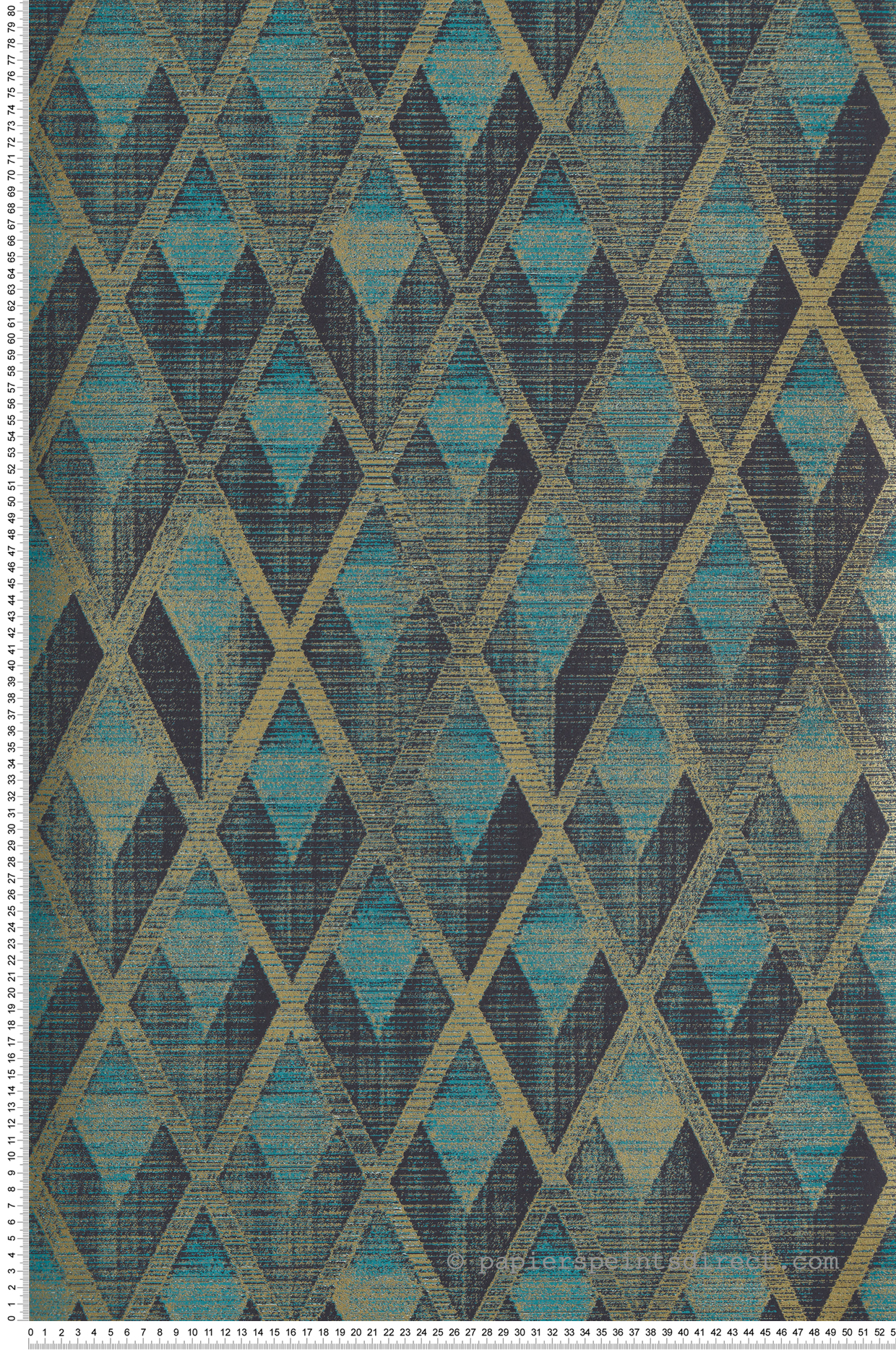 Papier peint Losange Ethnique Facet turquoise doré - The Texture Book de Masureel | Réf. MAS-CAB503