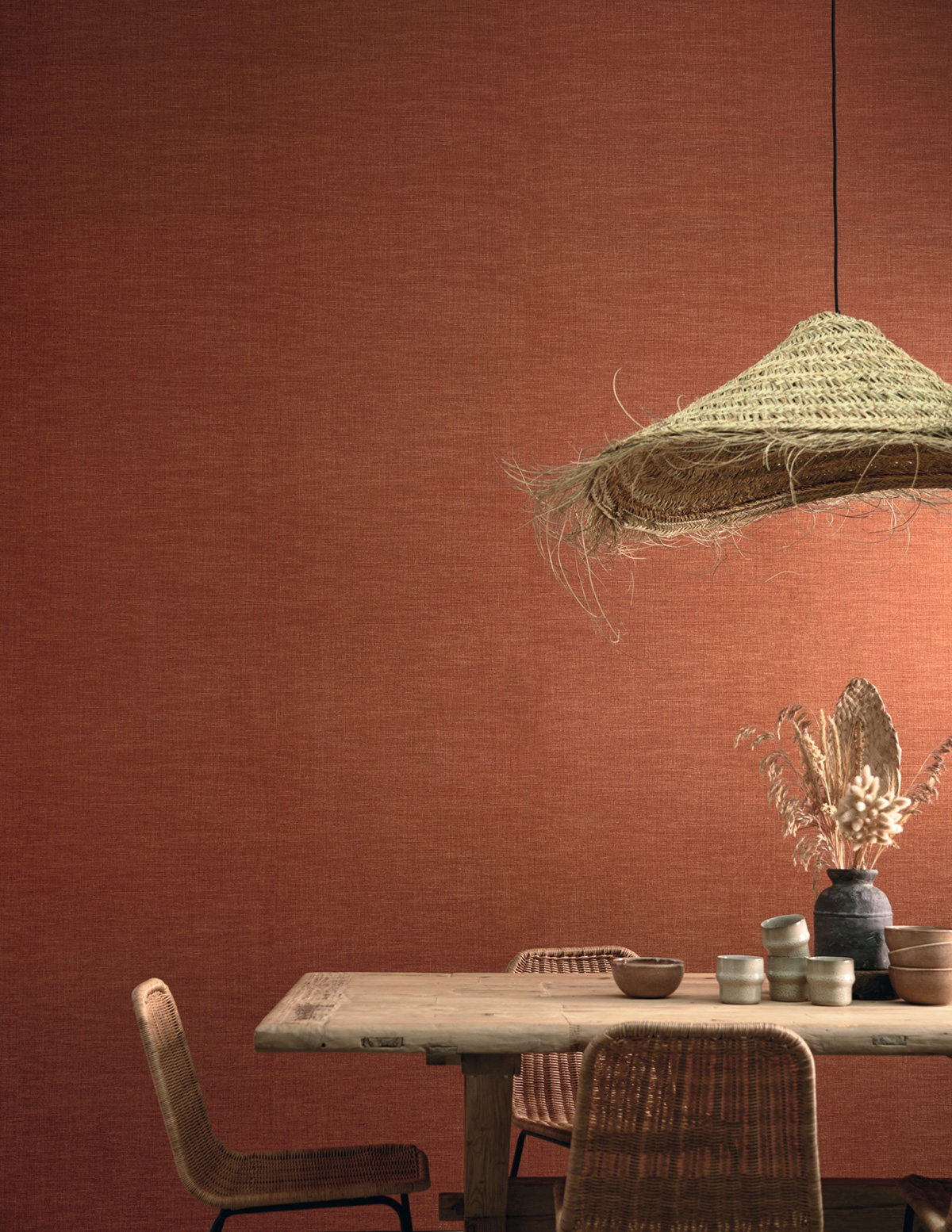 Papier peint Lin Shinok terracotta - Le Lin 2 de Casamance | Réf. CAS-73818548