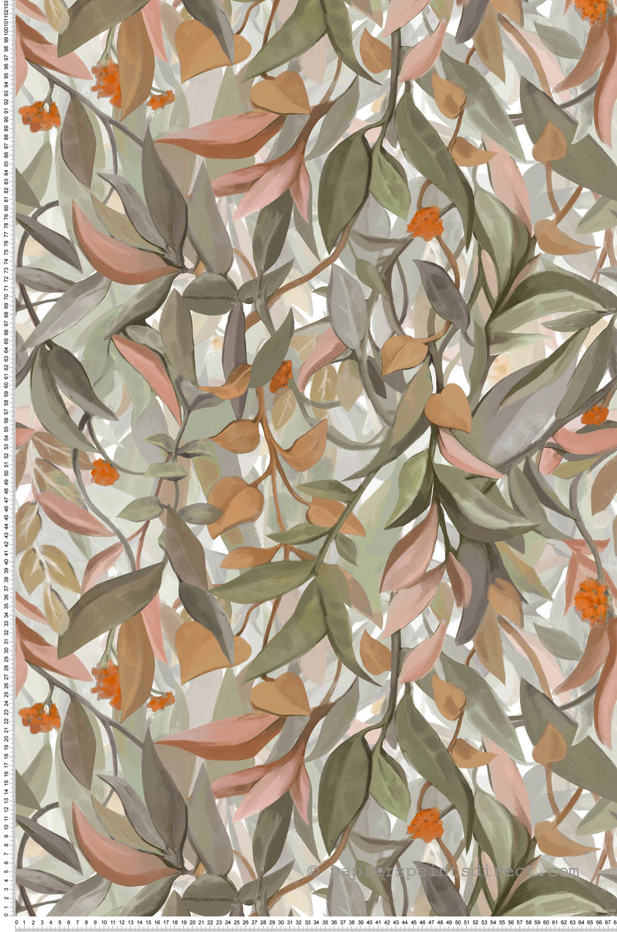 Papier peint Feuillage Solandra vert amande - Panoramas 4 de Casamance | Réf. CAS-76812446