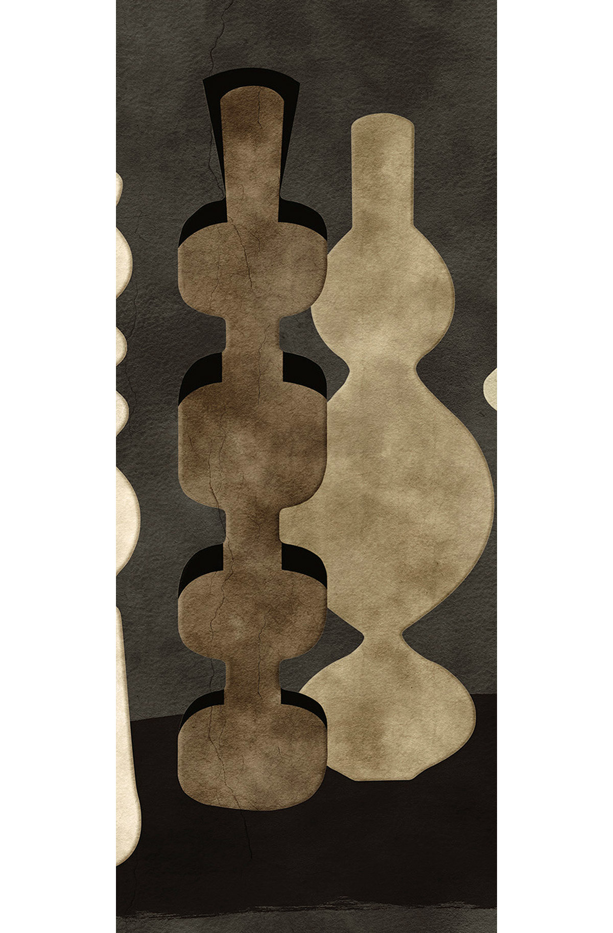 Papier peint panoramique Poterie Design noir marron - B H260 - Terra de Masureel | Réf. MAS-DGPOT1032-260