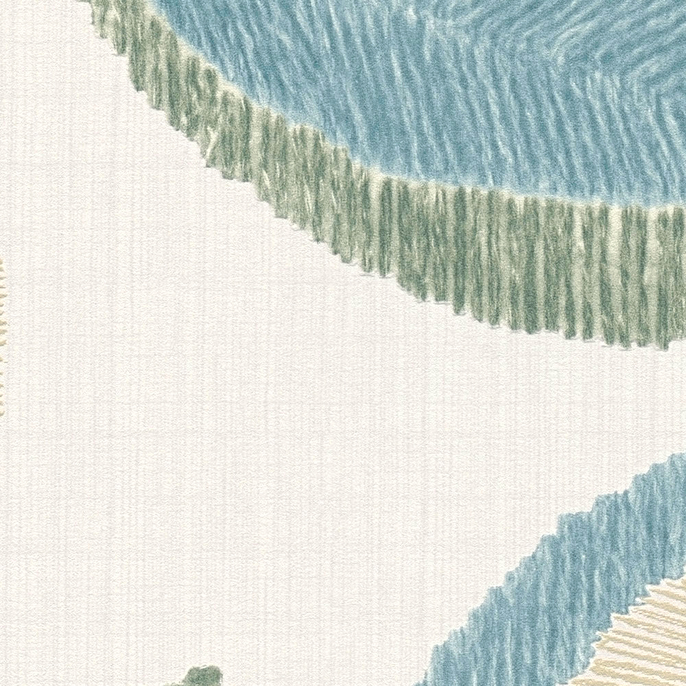 Papier peint Feuille Craft vert bleu - Abaca de Lutèce | Réf. LTC-51232814