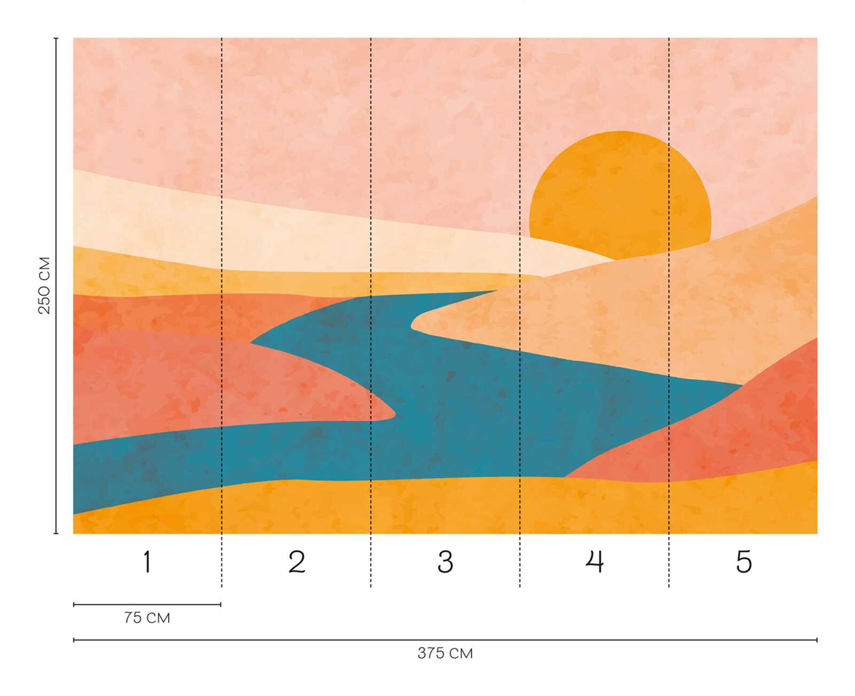 Papier peint panoramique Coucher de Soleil Funky - Wall Love d'A.S. Création REGLE | Réf. DD129589