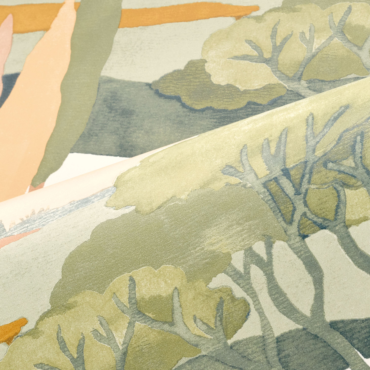 Papier peint Paysage Cap Ferret vert rose - L'Ile aux Oiseaux de Casamance | Réf. CAS-75870202