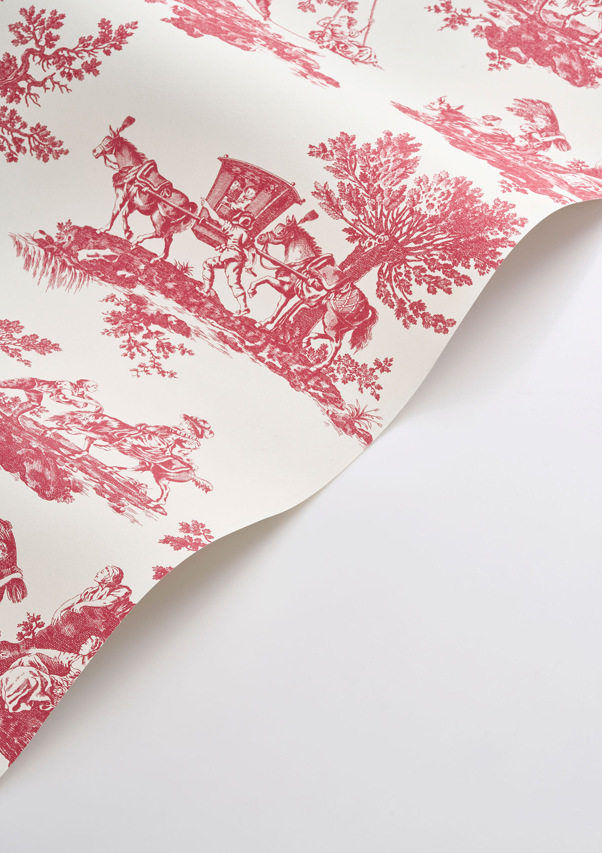 Papier peint Classique Cadence rouge grenat - Les Belles Toiles De Jouy 2 de Casadéco VAGUE | Réf. BTJD201698585