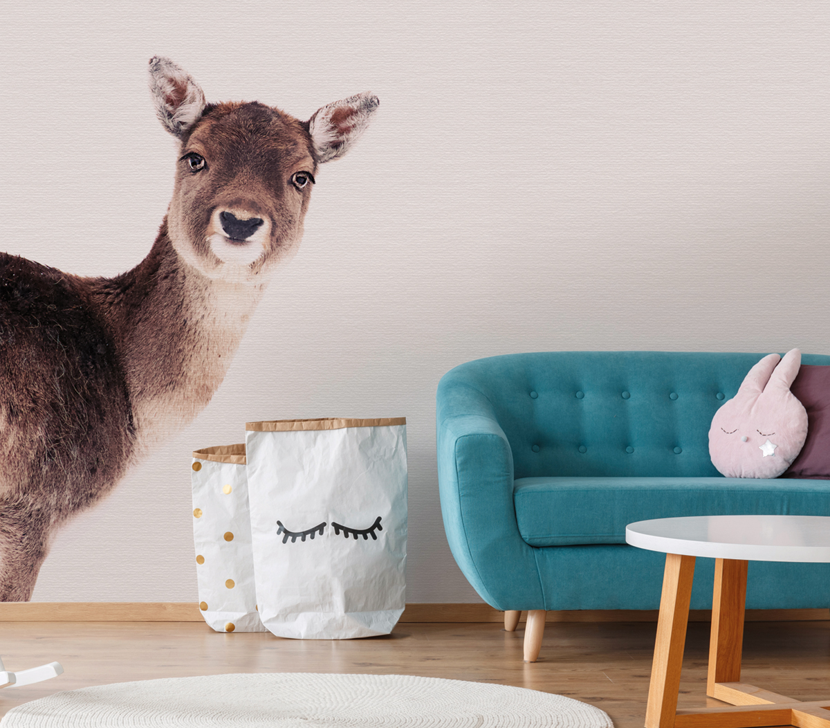 Papier peint panoramique Biche Deer Rose - Référence DD119837 - Intissé 200g/m2 - Standard 400 x 270