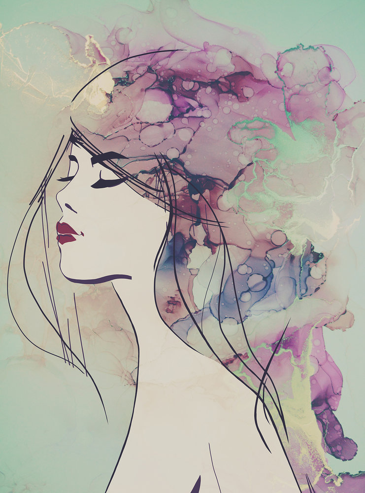 Papier peint panoramique Portrait Aquarelle Lady 3 - Référence DD120017 - Intissé 200g/m2 - Standard 200 x 270