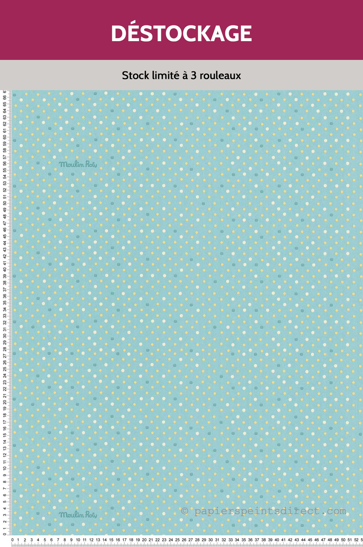 Papier Peint Destockage - Pois turquoise