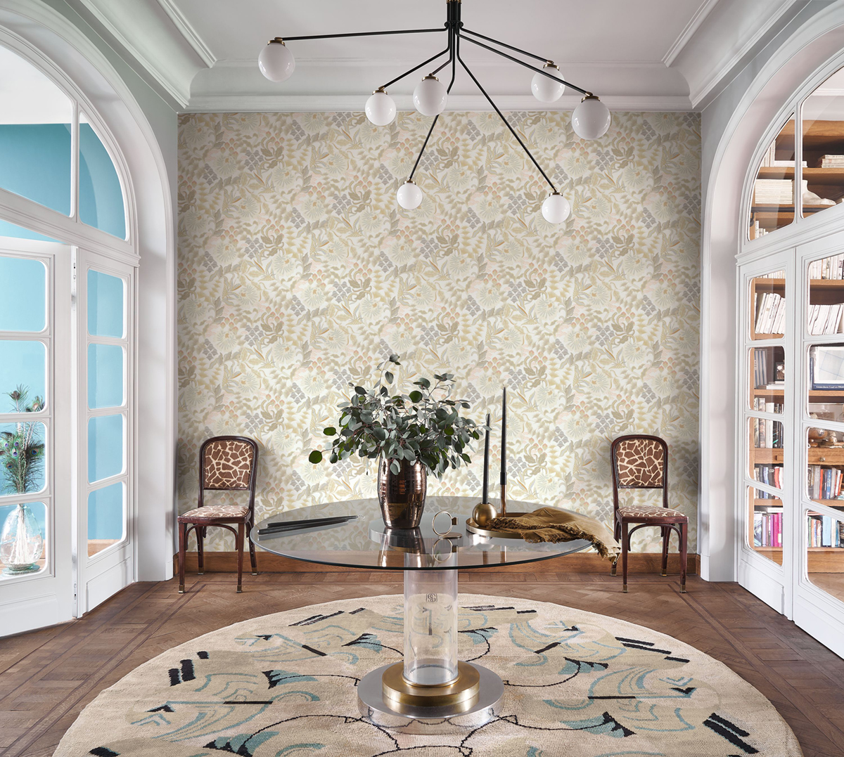 Papier peint Fleur Vintage Bloomsbury beige gris - Derby de Casadéco | Réf. DERB89281005