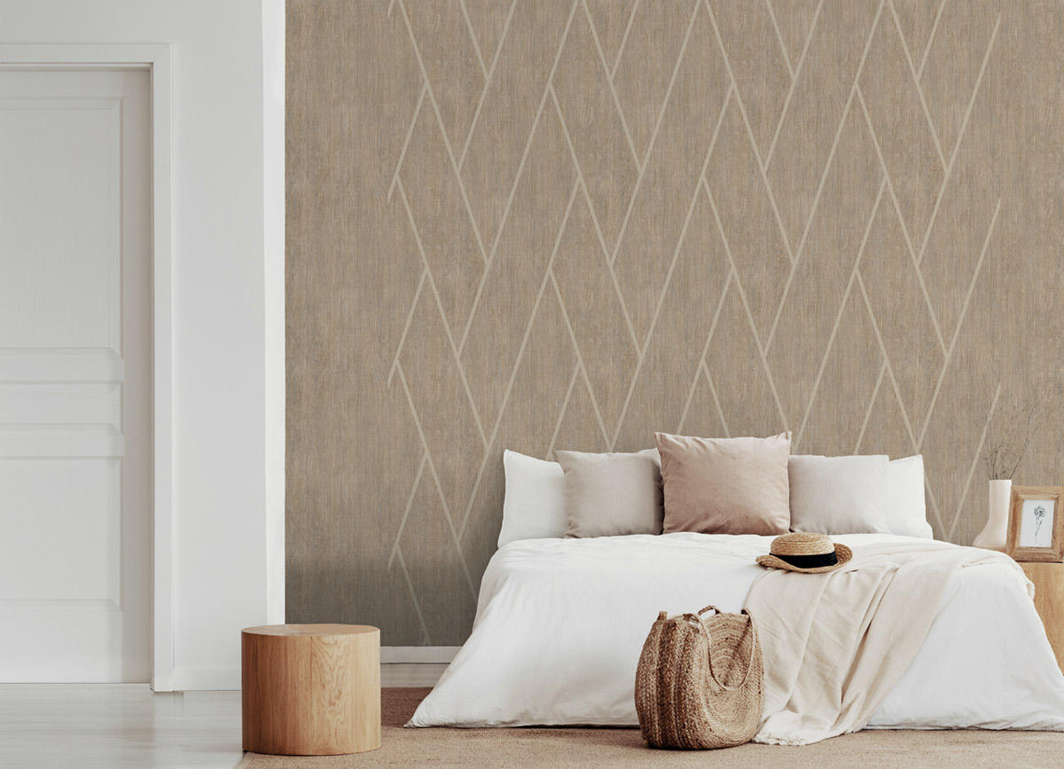 Papier peint Bois Métallisé Chevron marron - Brut d'Ugépa | Réf. UGP-M75708