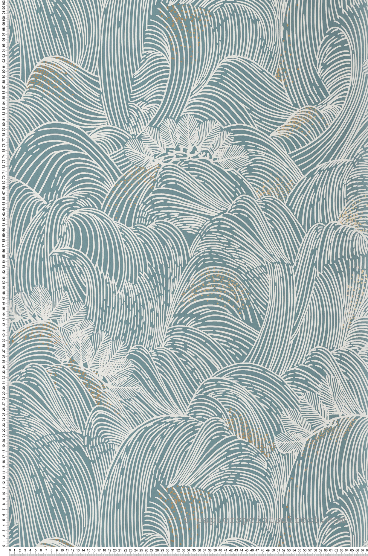 Papier peint Vague Graphique Marée Haute bleu perçan - L'Ile aux Oiseaux de Casamance | Réf. CAS-75902242