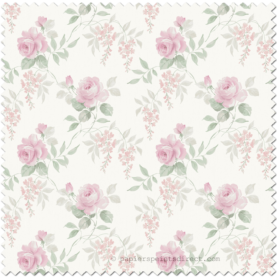 Tissu Rameau Florale Charmaine rose pêche - Alice et Rose de Lutèce | Réf. LTC-VI83911F