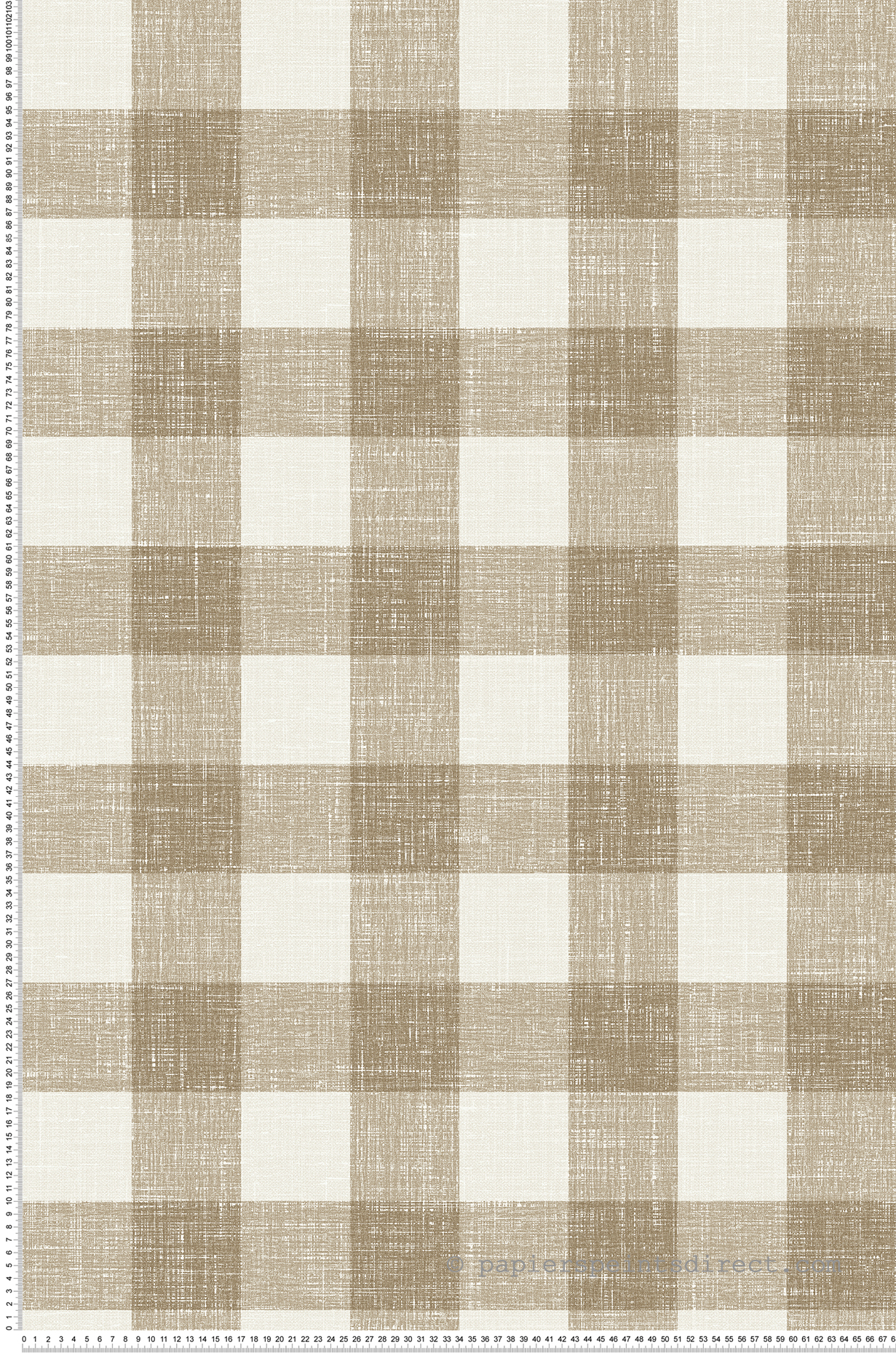 Papier peint Vichy Grand Carreau taupe clair écru - French Country d'Initiales | Réf. INI-FC62306