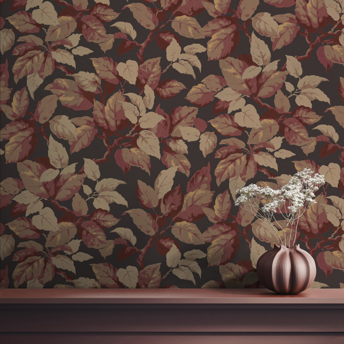 Papier peint Feuillage Canopy bordeaux chocolat - Beaux Arts de Lutèce AMB1| Réf. LTC-M1805