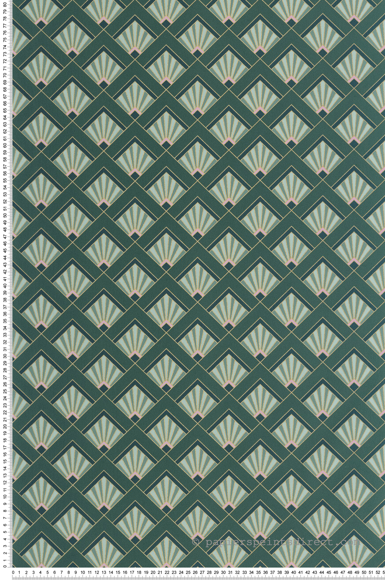 Papier peint Art Déco Carré Effervescence vert émeraude doré - Elégance de Casélio | Réf. ELC105317024