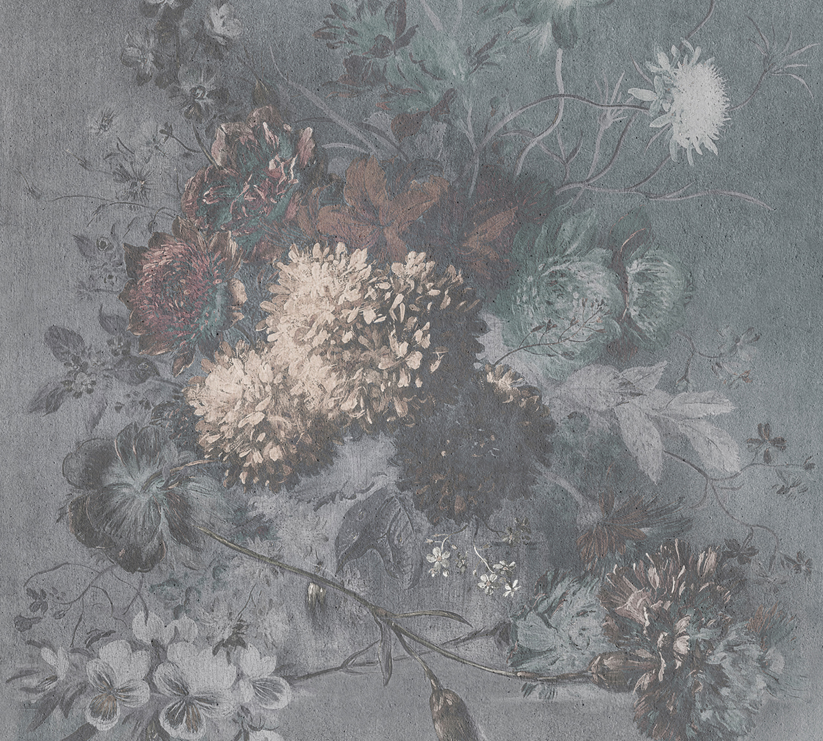 Papier peint panoramique Fleurs Bouquet Gris 1 - Référence DD110716 - Intissé 200g/m2 - Standard 300 x 270