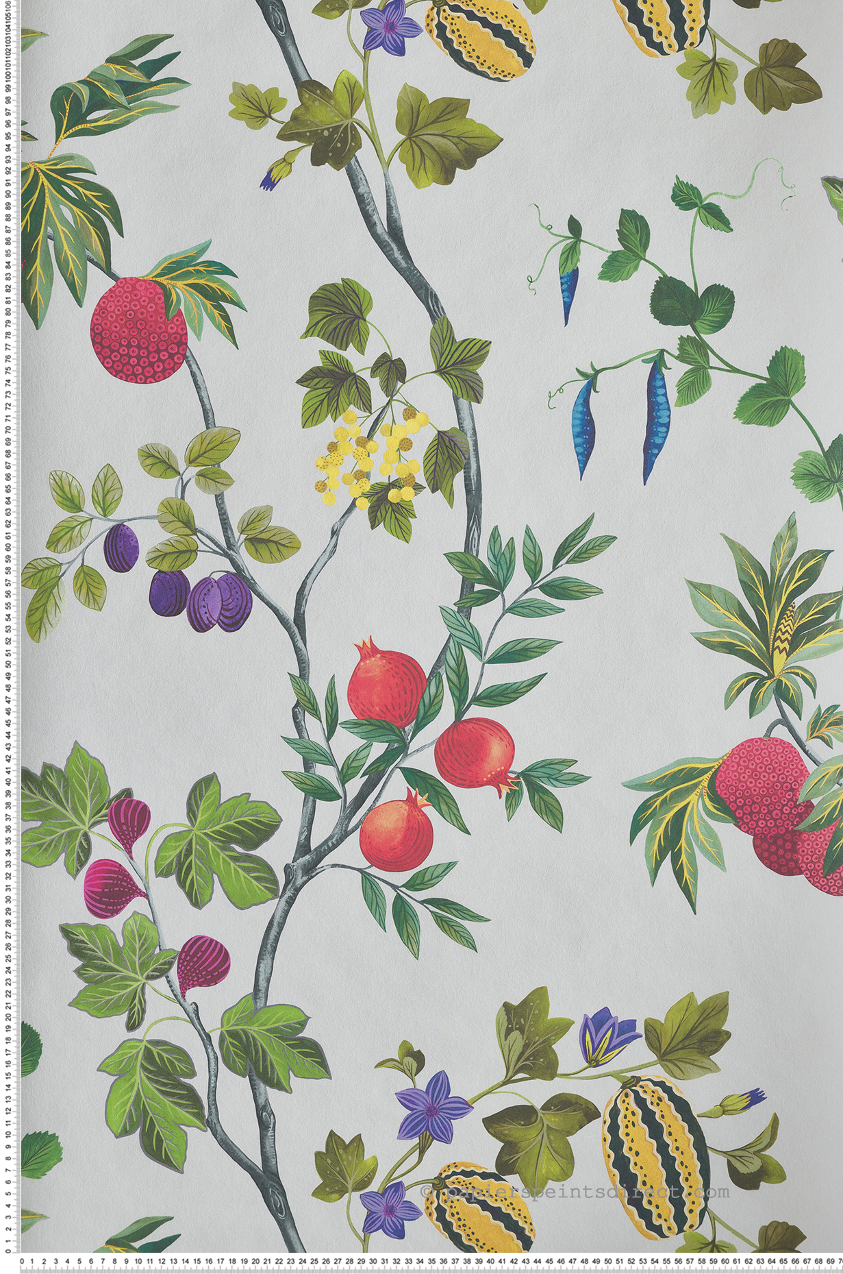Papier peint Arbre Fruitier Orchard bleu gris - Lamorran d'Osborne & Little | Réf. OSB-W7686-03