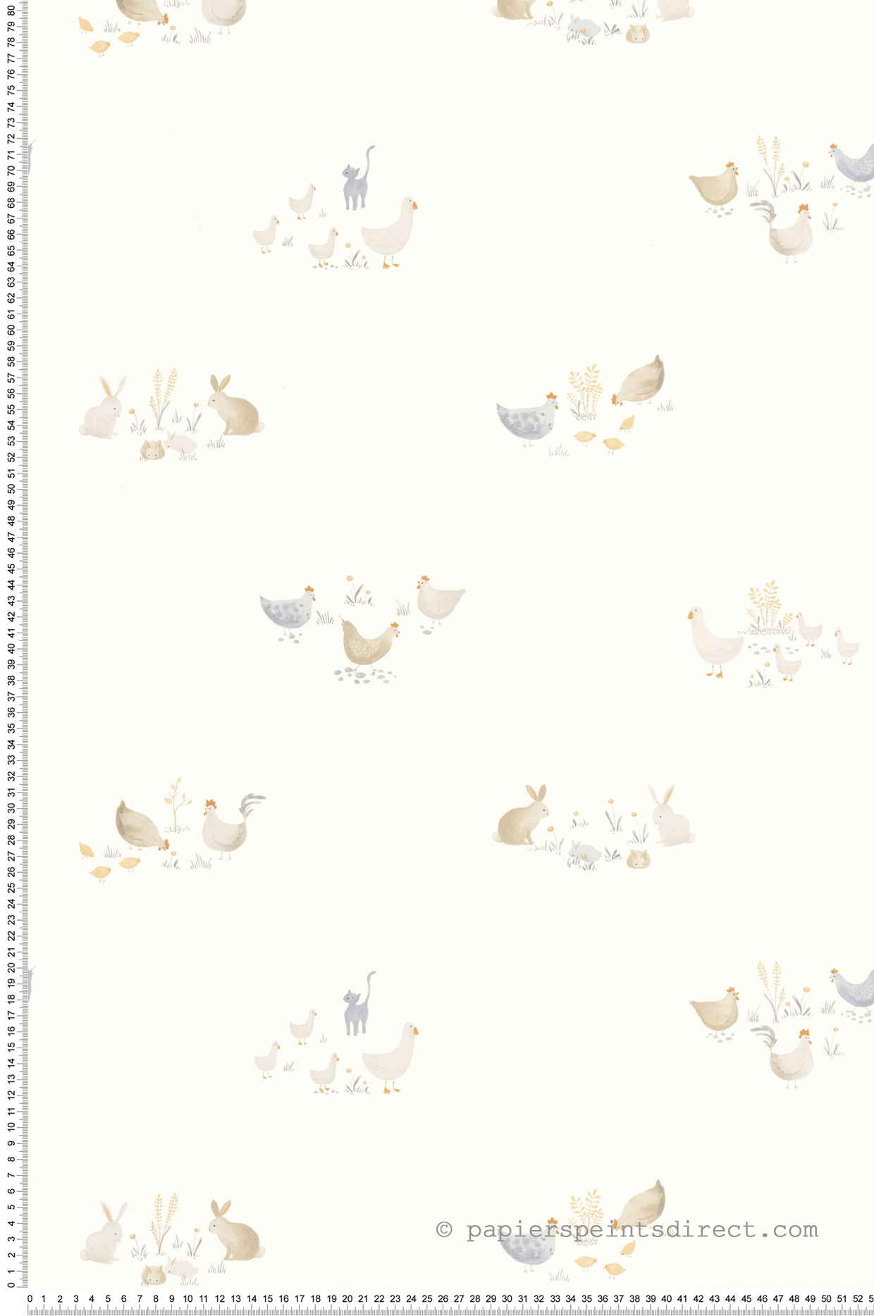 Papier peint Animaux Lapin Poule gris - Once Upon A Time de Casadéco | Réf. OUAT88372931