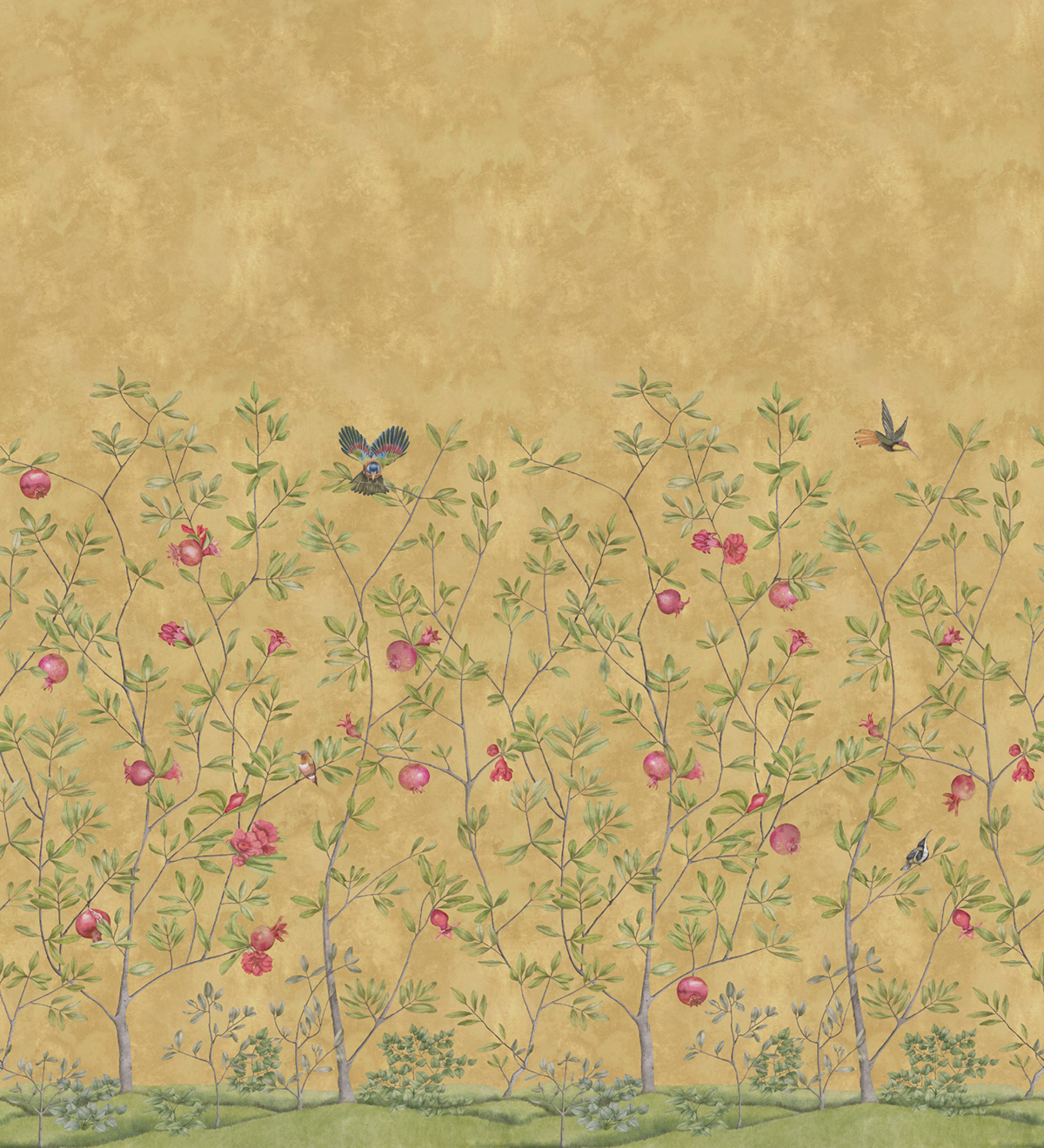 Papier peint panoramique Nature Grenades Ocre A+B - 1/2/3/4/5/6 - Isidore Leroy