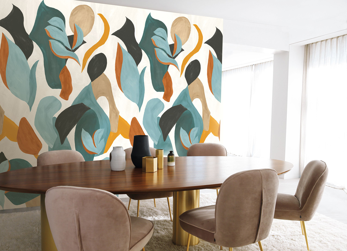 Papier peint Panoramique Mambo blanc céladon - Panoramas 2 de Casamance | Réf. CAS-75672342