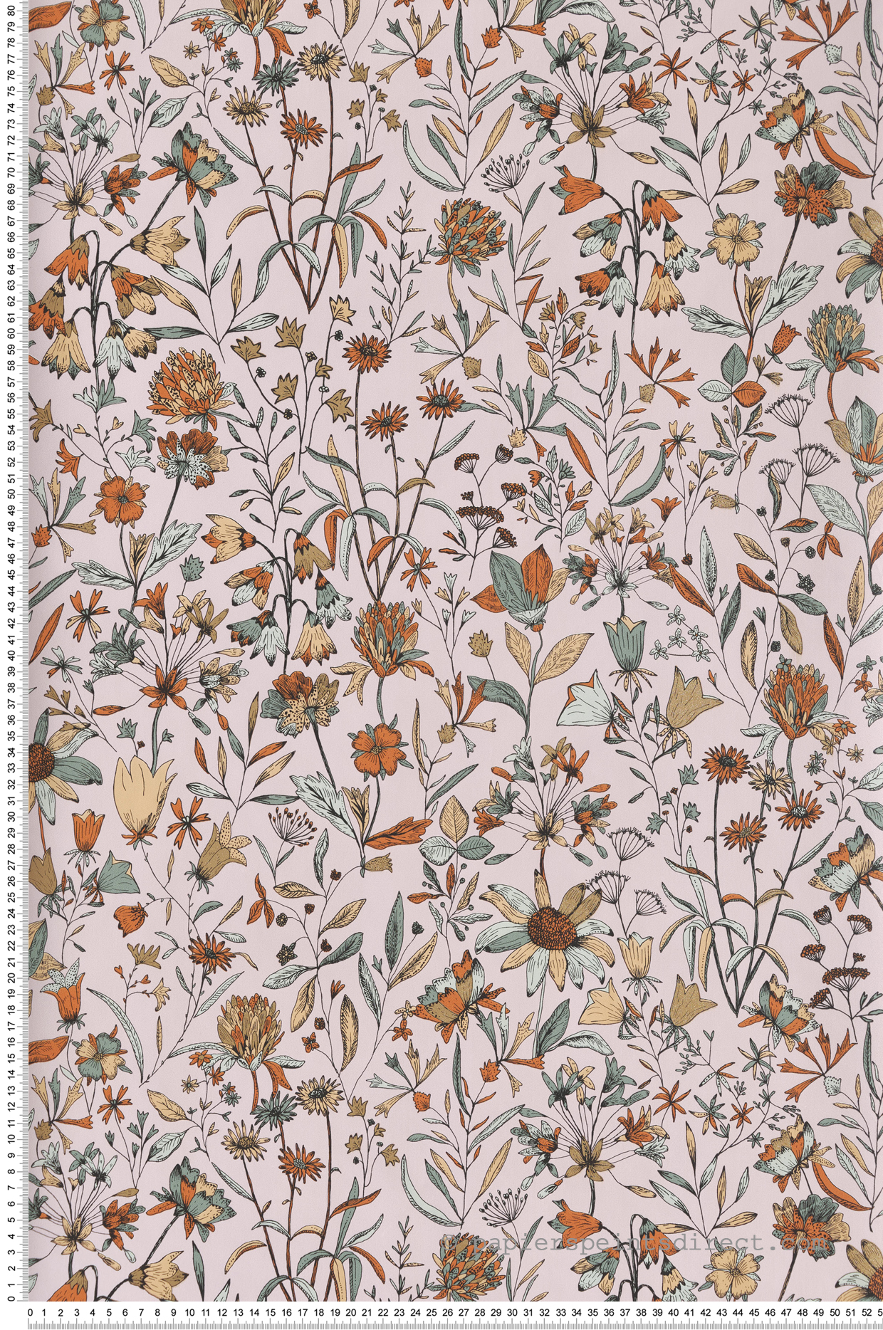 Papier peint Fleur Jardin de Giverny rose orange - Nos Gravures de Casélio | Réf. NGR103004345