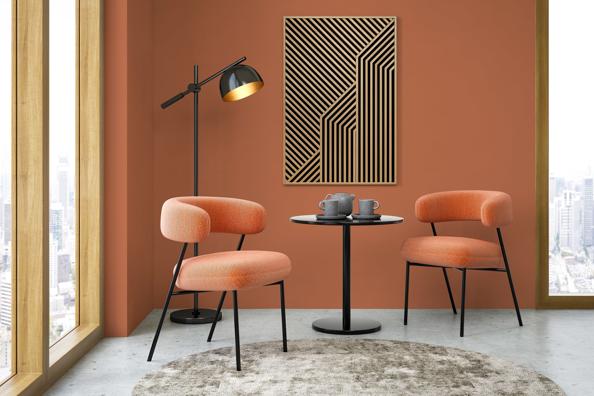 Photo numéro 2 d'une pièce avec un mur peint avec la peinture  Puro rouge, orange dusty orange - c9005